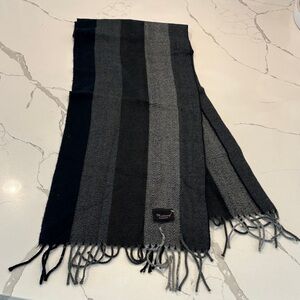 Elegant Black and Gray Striped Men's Scarf